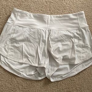 LULULEMON white athletic shorts with built in underwear SIZE 8